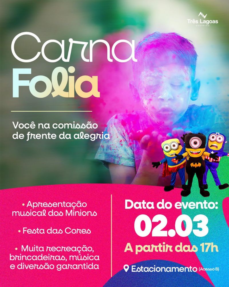 Carnaval no shopping de Três Lagoas (MS) - Foto: Divulgação