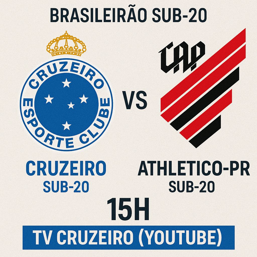 Onde assistir ao vivo e online: Cruzeiro enfrenta Athletico-PR pelo Brasileirão Sub-20 - Cruzeiro enfrenta Athletico-PR pelo Brasileirão Sub-20 com transmissão gratuita no YouTube Onde assistir ao vivo e online: Cruzeiro enfrenta Athletico-PR pelo Brasileirão Sub-20 - Cruzeiro enfrenta Athletico-PR pelo Brasileirão Sub-20 com transmissão gratuita no YouTube