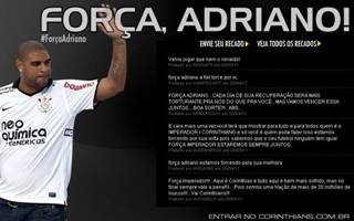 Corinthians cria a campanha "Força, Adriano!" em seu site oficial