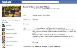 Convite para "churrasco" do casamento real na Internet