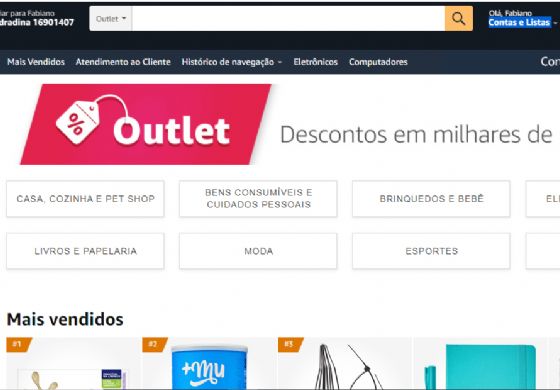 Página da outlet da Amazon Brasil