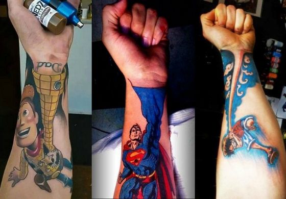 Tatuagem 3D de personagens famosos é nova moda do momento