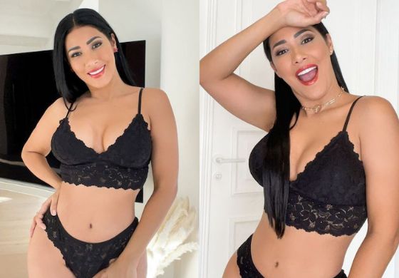 Simaria sensualiza ao posar de lingerie de renda preta 