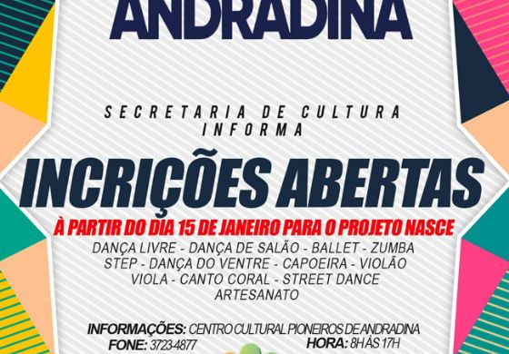 Governo de Andradina abre inscrições de oficinas culturais e de danças