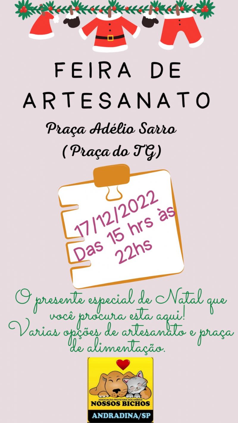 Última Feira de Artesanato do ano acontece no dia 17 em Andradina - Foto: Divulgação