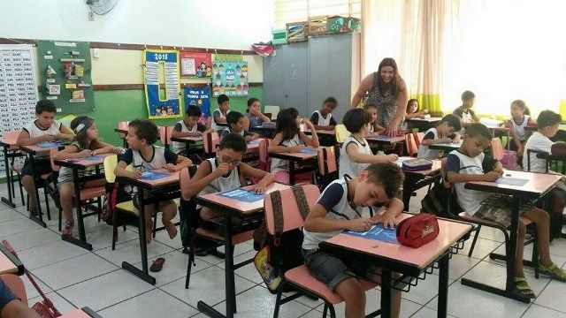Cerca de 700 alunos do 2º ano do ensino fundamental do Governo de Andradina participaram da Provinha Brasil. Foto: Divulgação/Prefeitura