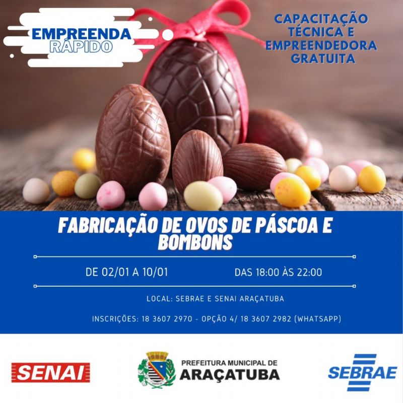 Sebrae e Senai Araçatuba divulgam cursos de manutenção elétrica e ovos de páscoa - Foto: Divulgação