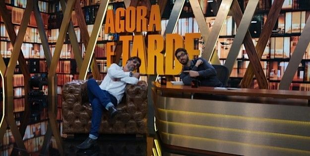 Lobão e Rafinha Bastos em gravação de entrevista, que deve ir ao ar amanhã no novo Agora É Tarde