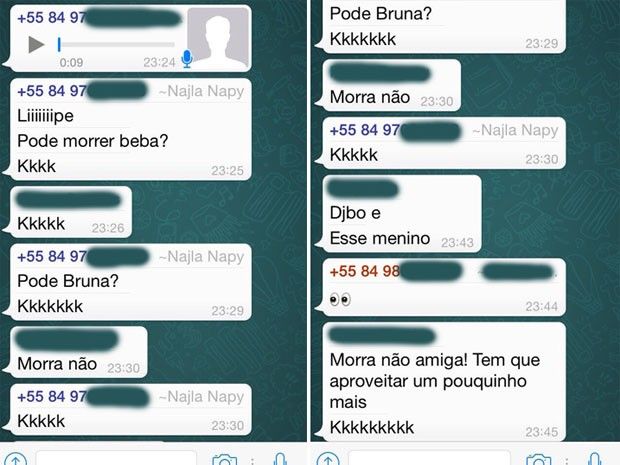 Jovem teria perguntado se podia "morrer beba" em conversa de WhatsApp (Foto: Reprodução)