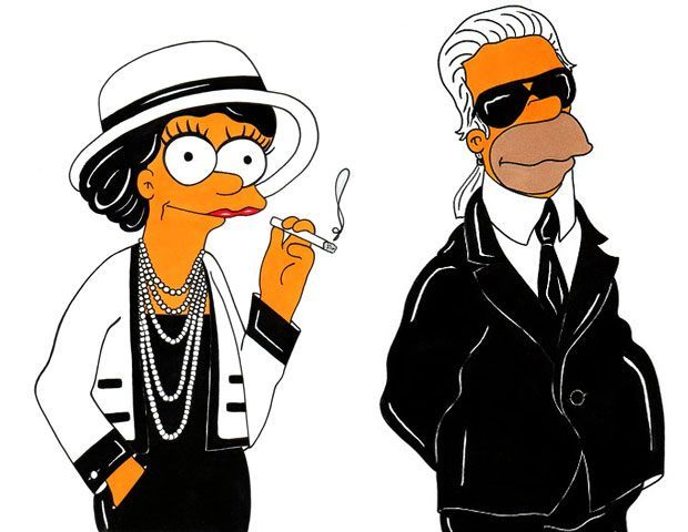 Ícones da moda ganham versão de "Os Simpsons" - Coco Chanel e Karl Lagerfeld, por Alexsandro Palombo. Foto: Divulgação/Blog