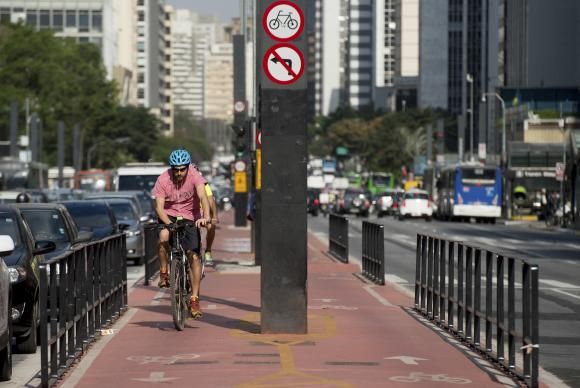 A ciclovia da Avenida Paulista tem 2,7 quilômetros de extensão, em um percurso que vai da Praça Oswaldo Cruz à Avenida AngélicaMarcelo Camargo/Agência Brasil