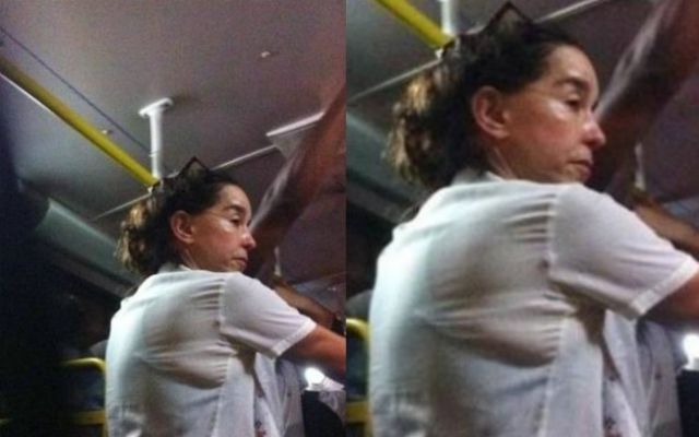 Lucélia Santos ficou revoltada com a repercussão da foto em que estava no ônibus. Foto: Reprodução/Facebook