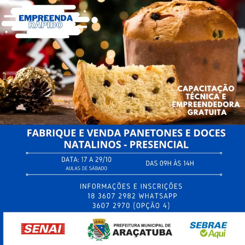 Sebrae Araçatuba abre vagas para cursos de panetones e de reforma de roupas - Foto: Divulgação