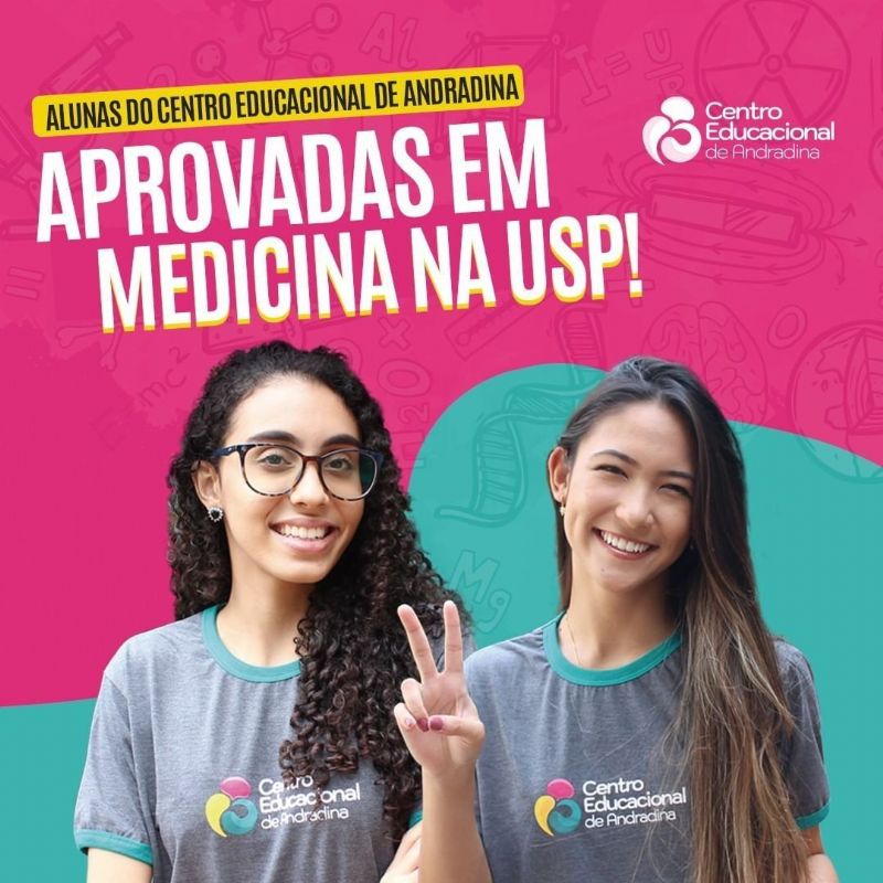 Alunas do Centro Educacional de Andradina aprovadas em vestibular da USP. Divulgação