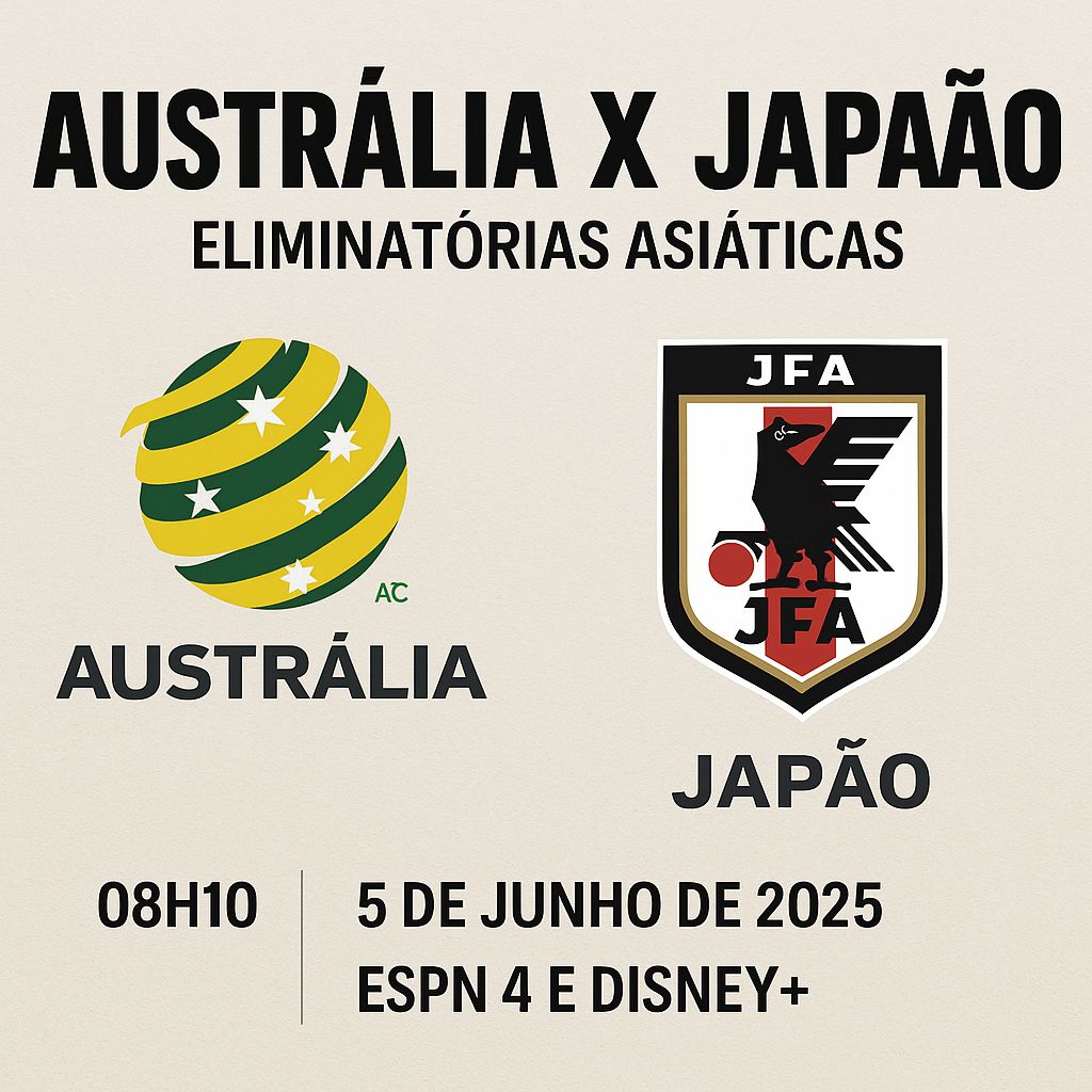 Austrália x Japão: onde assistir ao vivo e tudo sobre o jogo das Eliminatórias Asiáticas para a Copa de 2026 - Austrália x Japão