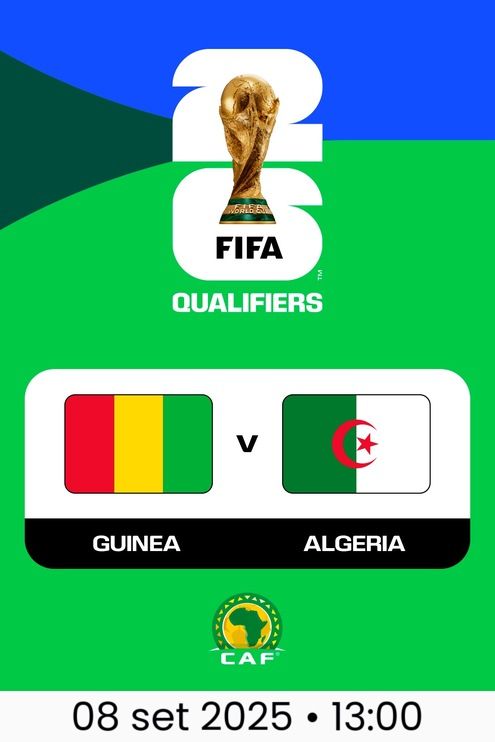 Guiné x Argélia – Eliminatórias da Copa do Mundo 2026 (CAF) - Eliminatórias da Copa 2026: Guiné enfrenta Argélia em Casablanca com transmissão gratuita Guiné x Argélia – Eliminatórias da Copa do Mundo 2026 (CAF) - Eliminatórias da Copa 2026: Guiné enfrenta Argélia em Casablanca com transmissão gratuita