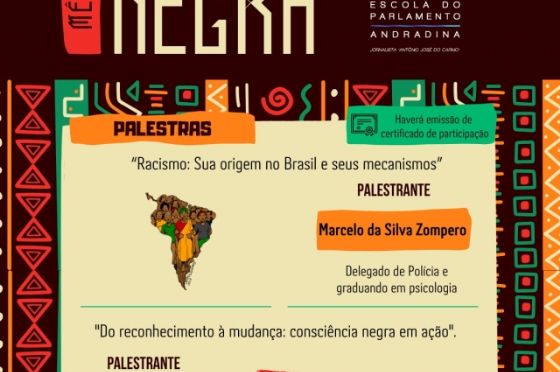 Evento marca o Mês da Consciência Negra em Andradina com duas palestras gratuitas nesta sexta-feira