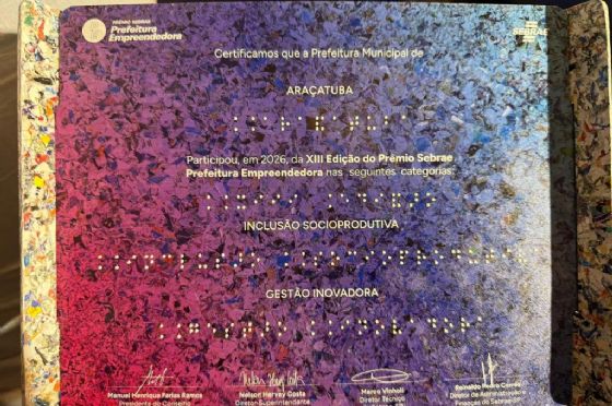 Araçatuba tem duas iniciativas de gestão pública reconhecidas pelo Prêmio Sebrae Prefeitura Empreendedora