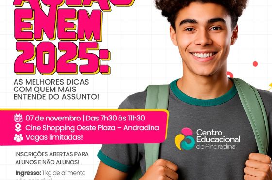 Centro Educacional de Andradina realiza Aulão ENEM 2025 no Cine Shopping Oeste Plaza