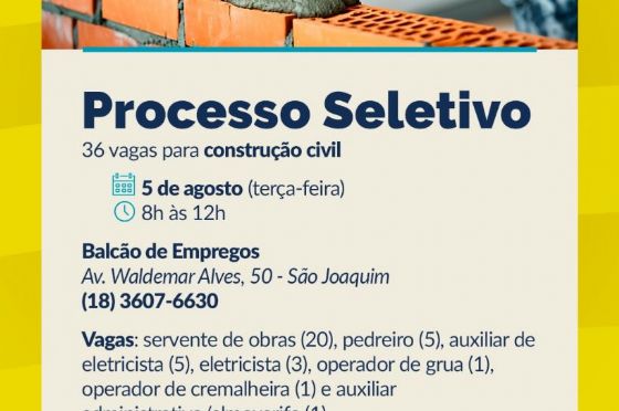 Araçatuba tem 36 vagas abertas na construção civil com salários de até R$ 2,7 mil