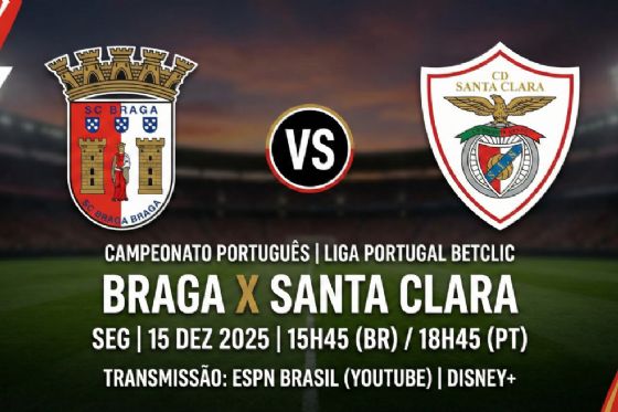 Braga x Santa Clara: Onde assistir, horário e escalações do Campeonato Português