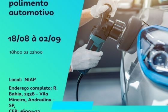 Curso gratuito de polimento automotivo tem inscrições abertas em Andradina