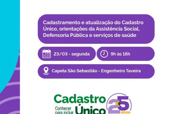 Engenheiro Taveira recebe na segunda-feira serviços assistenciais em celebração aos 25 anos do Cadastro Único