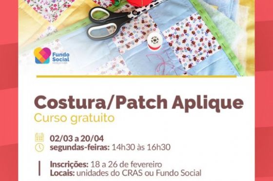 Fundo Social de Araçatuba abre inscrições para cursos de Costura Criativa e Patch Aplique