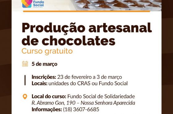 Fundo Social de Araçatuba e Sesc oferecem oficina gratuita de produção artesanal de chocolates