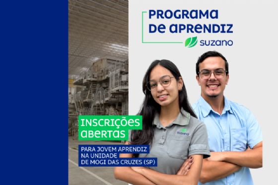 Inscrições abertas para o Programa de Aprendiz da Suzano, na unidade de Mogi das Cruzes (SP)
