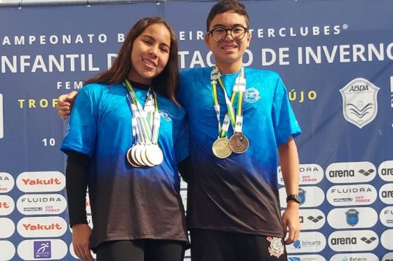 Julia Naomi e Rogério Shirai conquistam títulos inéditos para a natação de Andradina no Campeonato Brasileiro Infantil