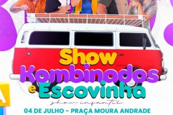 Kombinados anima crianças nesta quinta em Andradina com show gratuito na Praça Moura Andrade