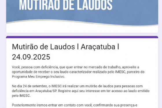 Araçatuba realiza mutirão para atualização de Laudos de Deficiência no dia 24 de setembro