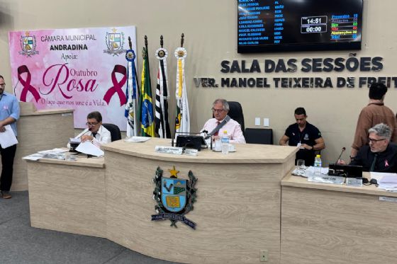 Câmara de Andradina celebra Outubro Rosa e aprova projetos voltados à saúde, educação e mobilidade
