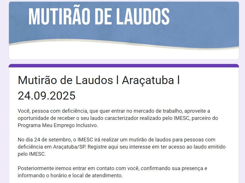 Araçatuba realiza mutirão para atualização de Laudos de Deficiência no dia 24 de setembro - Mutirão em Araçatuba vai atualizar laudos para pessoas com deficiência