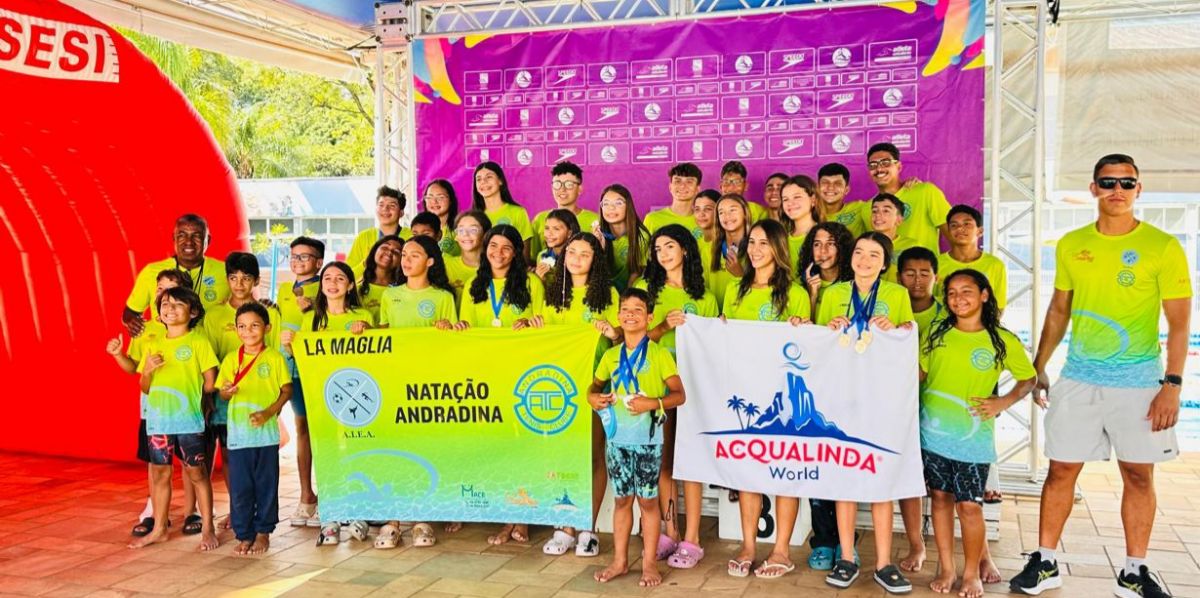 Natação de Andradina consolida hegemonia com 100 medalhas e recorde no ranking nacional