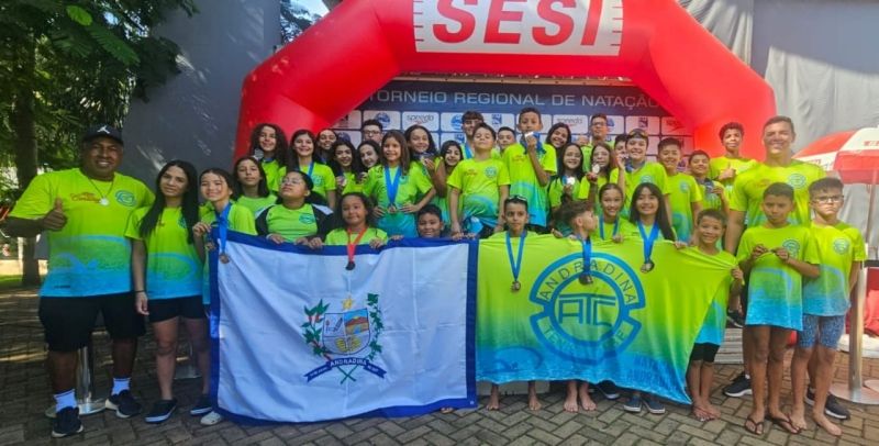 Natação de Andradina brilha em Rio Preto com 80 medalhas e atletas no ranking brasileiro - Natação Andradinense conquista 80 medalhas em Rio Preto