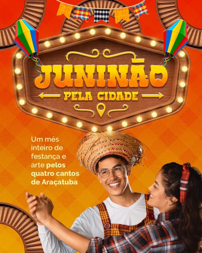 “Juninão” movimenta Araçatuba em junho com festas caipiras nos bairros e programação gratuita - Prefeitura de Araçatuba inova com Juninão, que faz resgate cultural, democratiza acesso e valoriza talentos locais “Juninão” movimenta Araçatuba em junho com festas caipiras nos bairros e programação gratuita - Prefeitura de Araçatuba inova com Juninão, que faz resgate cultural, democratiza acesso e valoriza talentos locais