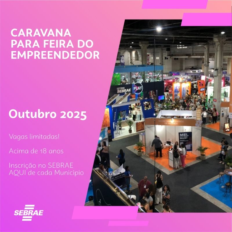 Andradina leva empreendedores em caravana gratuita para a Feira do Empreendedor 2025 do Sebrae - Sebrae abre inscrições para caravana da Feira do Empreendedor em Andradina Andradina leva empreendedores em caravana gratuita para a Feira do Empreendedor 2025 do Sebrae - Sebrae abre inscrições para caravana da Feira do Empreendedor em Andradina